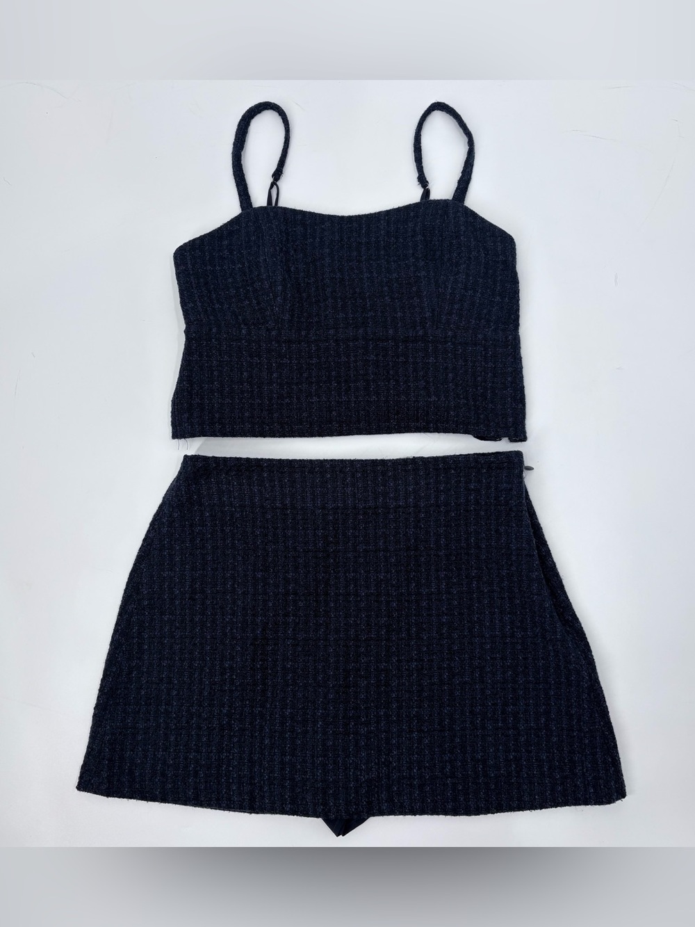 Abercrombie & Fitch Navy Blue Tweed Skort & Top Set